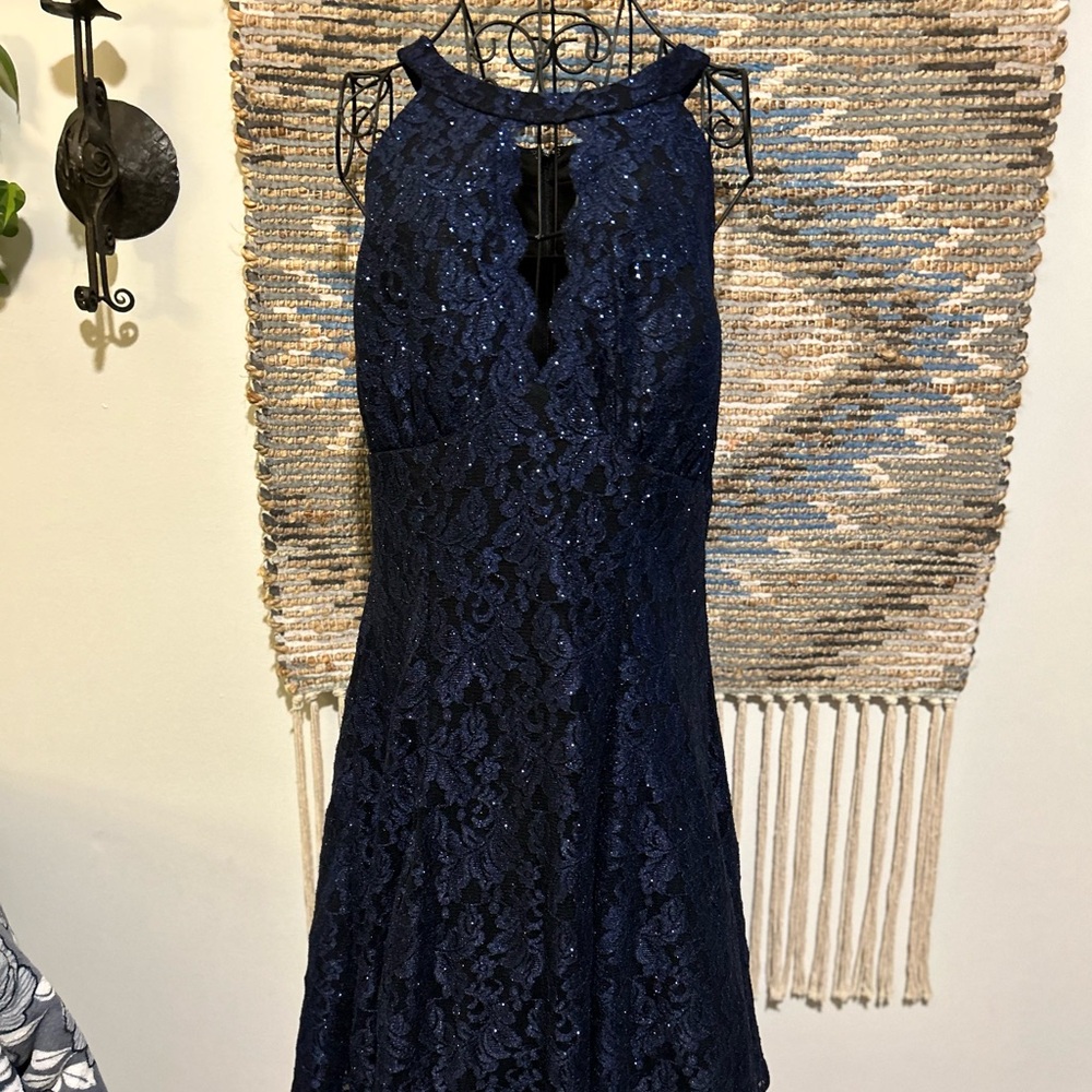 R & M Collection Elegant Navy Lace Dress